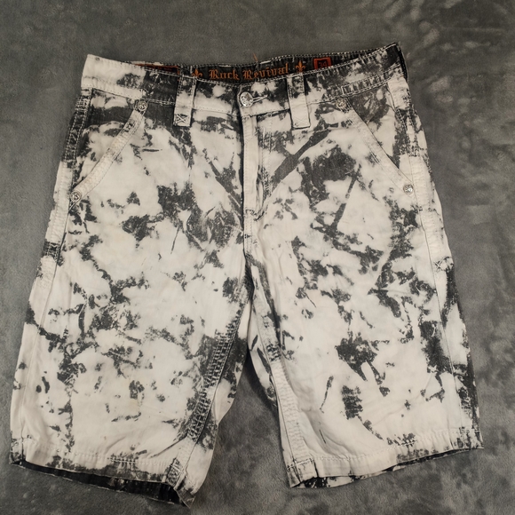 Rock Revival Other - ROCK REVIVAL Algodon Straight Shorts  Mens Size 34 Gray & White  Acid Wash